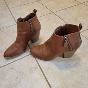 Brown Faux Leather Booties
